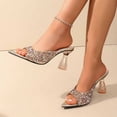 thumbnail image 6 of Wowcloth Women's Rhinestone Slides - Comfortable Plus Size Solid Color Pointed Open Toe Heel for Casual Fashion, 6 of 9