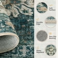 thumbnail image 5 of KoshiMe Washable Area Rug 8'x10', Non-Slip Soft Vintage Distress Floral Rugs for Living Room, Stain Resistant Low Pile Medallion Carpet for Dining Room Office, Dark Blue, 5 of 9