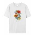 thumbnail image 7 of Colorful Line Art Poppy Men's T Shirts T-Shirt for Men Crew Neck Tees Cotton Tops, White, 2XL, 7 of 7