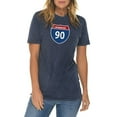 thumbnail image 3 of Big Size Interstate Highway 90 Graphic Design Vintage Crewneck Tee - Vintage Denim 2XL, 3 of 4
