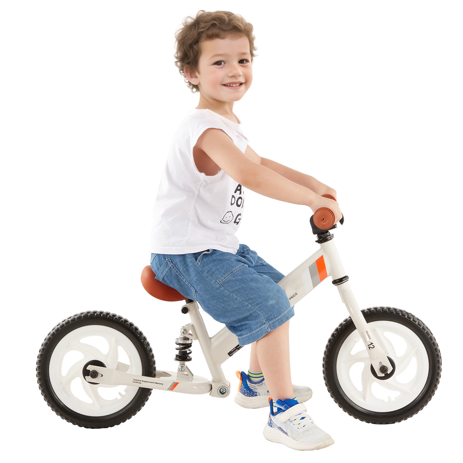 SKYSHALO Children's Balance Bike, 12" Durable Carbon Steel Frame, Adjustable Seat & Handle, EVA Foam Wheels, Pedal-less Training Bicycle for Kids Aged 1-5, Supports up to 55 lbs