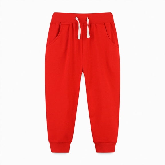 Gibobby Boys Pants Toddler Baby Boys Elastic Waist Casual Pants 2T 3T 4T 5T 6T 7T 8T Solid Color Trousers Winter Fall Outfits Little Boys Winter Pants(3-4 Years,Red)