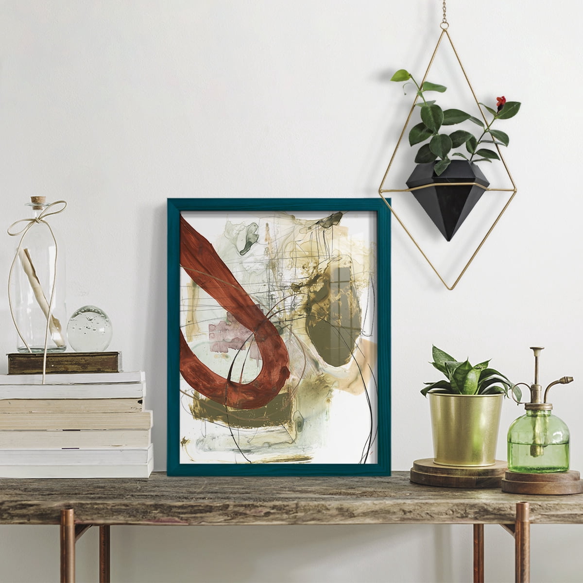 Rusted Loops I - Framed Print w/glass - Ocean Blue