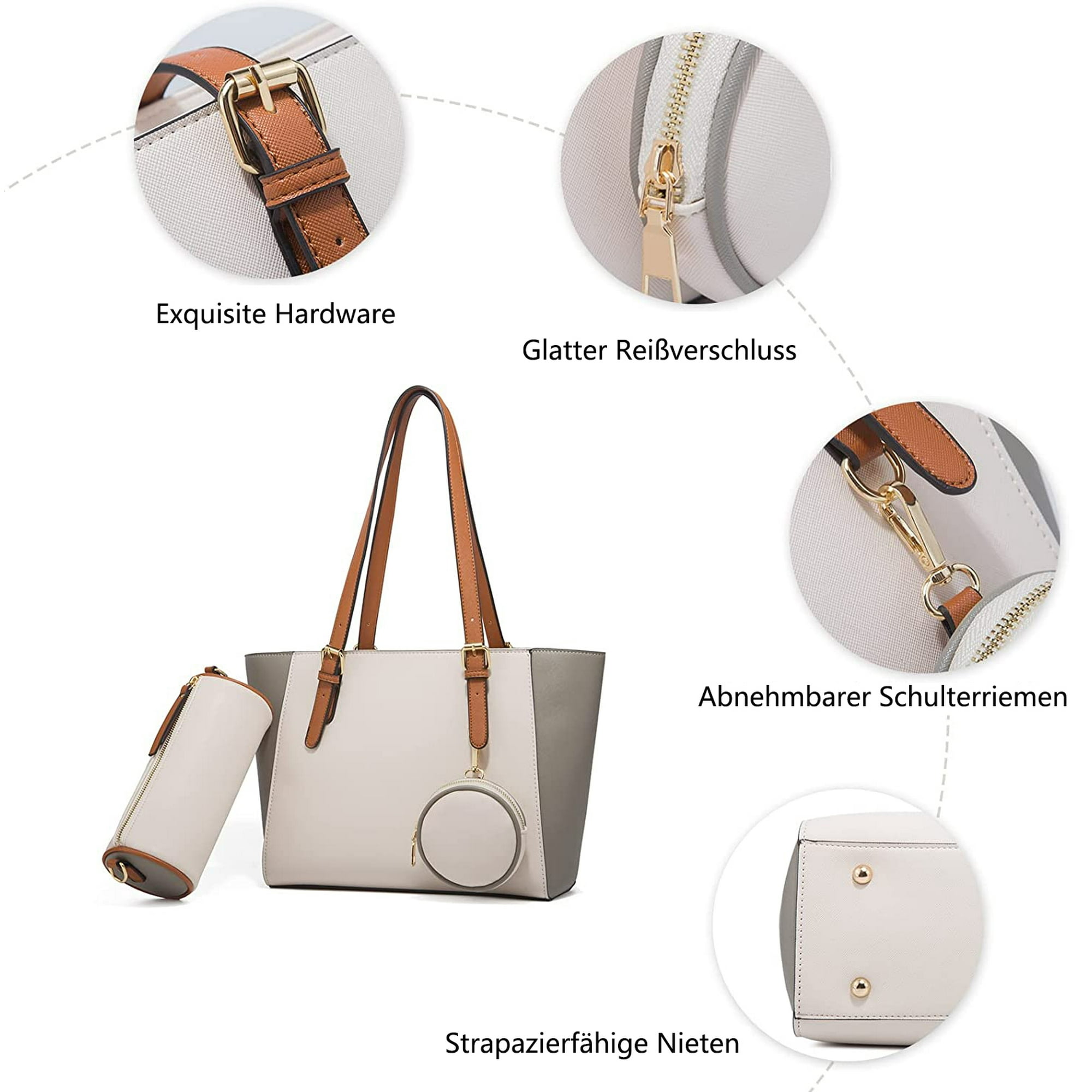 Women Handbag 3 Piece Set Women Shopper Shoulder Bag Large Handbags Shoulder Bag Purse Women Travel Daily Office School PU Leather Handbags