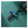 thumbnail image 2 of Metaljc Stainless Steel Cross Necklace for Men, Religion Jewelry Gift, Crack two-color, 24 In, 2 of 4