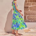 thumbnail image 4 of SMihono Robe Maxi Bohème d'Été pour Femmes Grande Taille Mode Femmes Décontractée à Col en V Imprimée Sans Manches Mi-Longue Robe Taille Plage Évasée Robe d'Été, 4 of 7