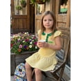 thumbnail image 4 of BemeyourBBs Toddler Baby Girl Golf Dress Outfits Summer Striped Dress Golf Embroidered Ruffled Trim Crew Neck Flying Sleeve A Line Dress, 4 of 9