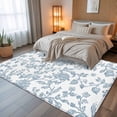 thumbnail image 5 of 5x8 Area Rugs, Light Blue Flower Non-Skid Rubber Backing Large Rectangle Rugs - Living Room Bedroom Home Office, Vintage Farmhouse Boho Leaf Spring Indoor Floor Mat Carpets Washable Rug, 5 of 9