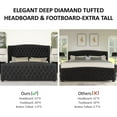 thumbnail image 2 of PLAUIN King Bed Frame with Velvet Upholstered Wingback Headboard, Button Tufted, Black, 2 of 7