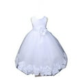 thumbnail image 2 of Ekidsbridal White Tulle Rose Petals Flower Girl Dresses Junior Bridesmaid Communion Christening Baptism Father Daughter Dance Recital Gown 302T M, 2 of 3