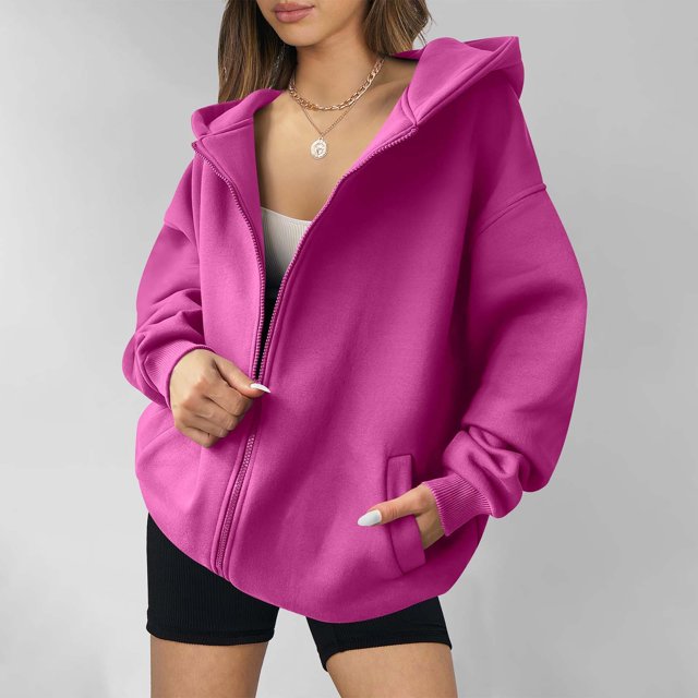 AOOCHASLIY Vêtements pour Femmes - Liquidation Mode Sweat à Capuche à Fermeture à Glissière Coupe Ajustée en Polaire