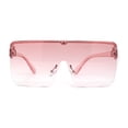 thumbnail image 3 of Colorful Flat Top Half Rim Large Shield 80s Plastic Sunglasses Pink, 3 of 4