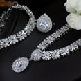 thumbnail image 4 of Luxury CZ Lady Necklace Earrings Ring Bracelet Wedding Silver Plated Jewelry Set, 4 of 7