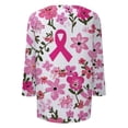 thumbnail image 3 of NAMTYQX In October We Wear Pink Shirt Casual Floral Round Neck Stretchy White Size S, 3 of 5