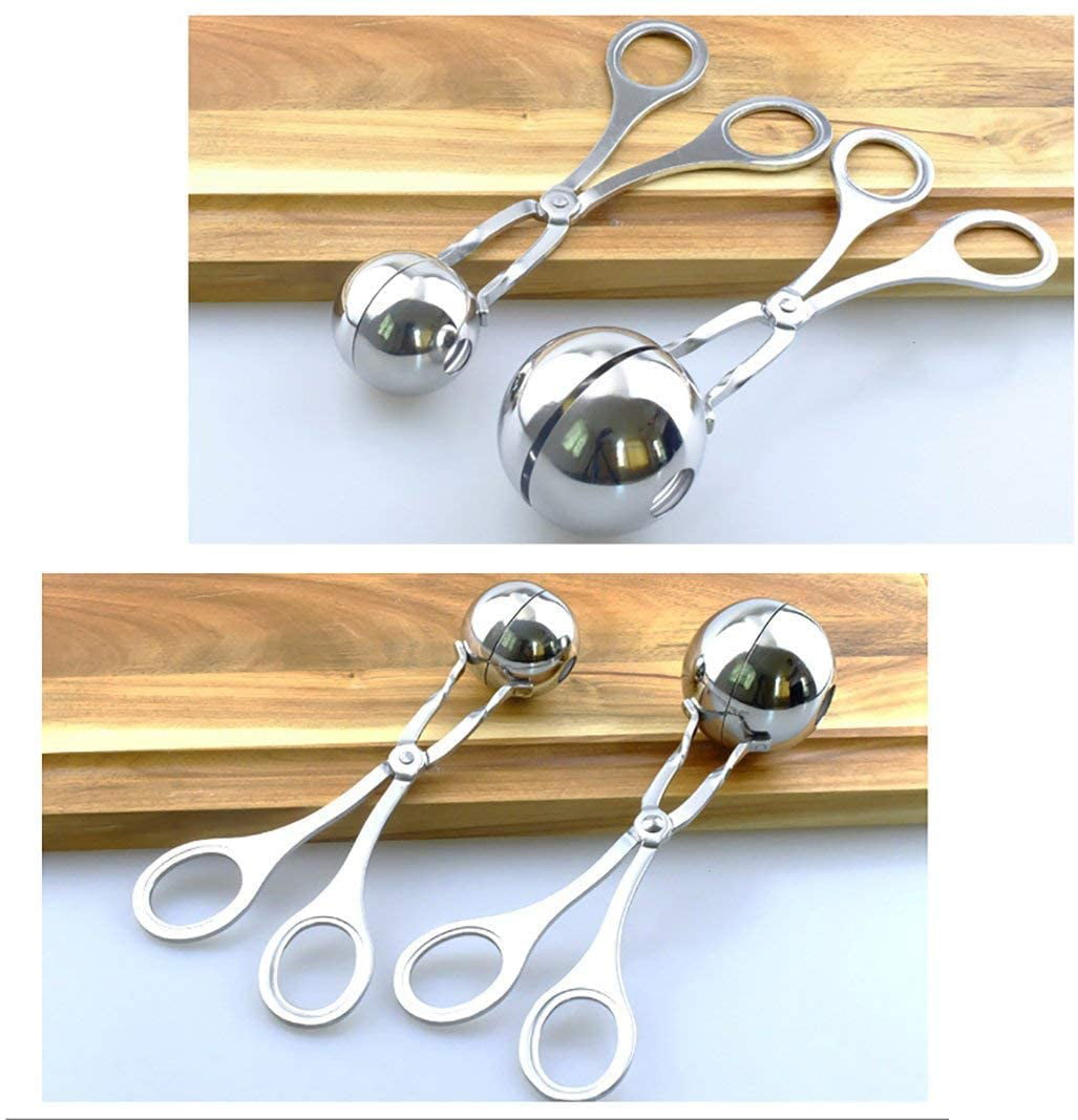 EECOO Stainless Steel Meat Baller Tongs Cake Pop Meatball Maker Cookie Scoop  Ice Tongs Cookie Dough Scoop for Kitchen Ice Cream Scoops 