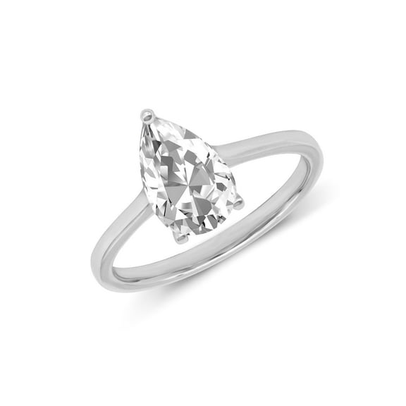 14K White Gold Pear Shape Lab Grown Diamond Cathedral Solitaire Engagement Ring - 1 Carat (Ring Size: 4.5)