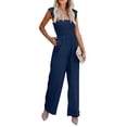 thumbnail image 2 of GDREDA Women Casual Jumpsuit Spring Summer Ruffled Straps High Waist Jumpsuit Solid Color Jumpsuit Wide Leg Trousers Jumpsuit Lace Jumpsuits for Women Evening, 2 of 5