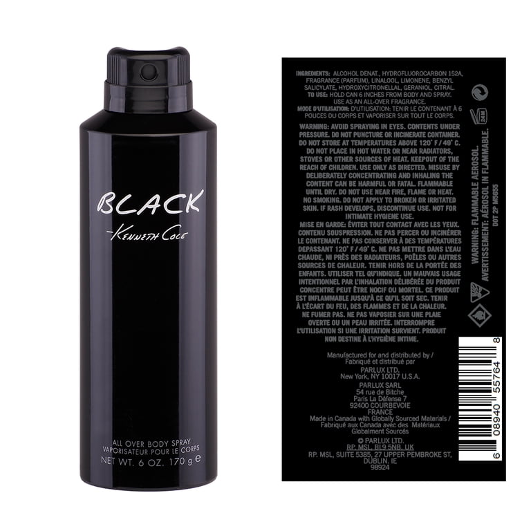 Kenneth Cole Black Body Spray for Men, 6 oz photo 2