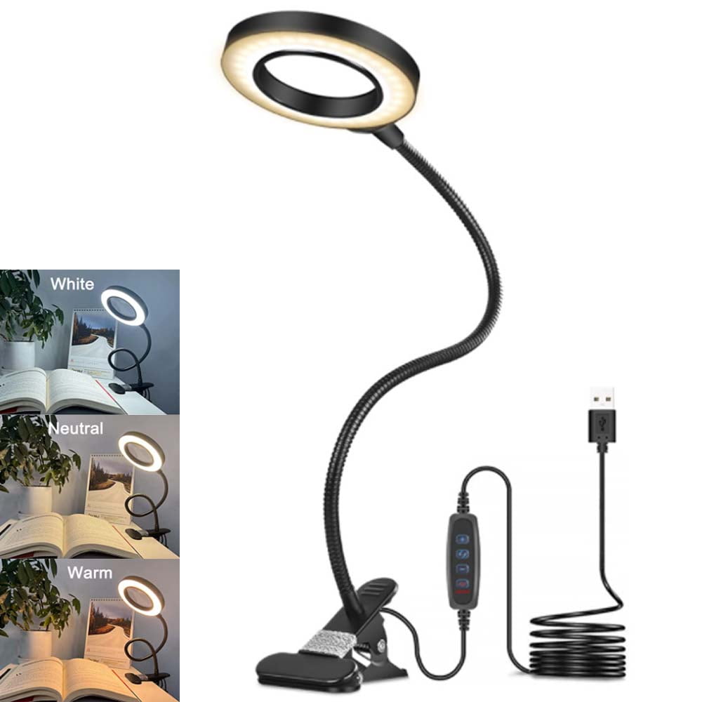 Clip-on Reading Lamp with 3 Color Modes, 10 Brightness Levels, 360 ...