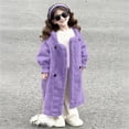 thumbnail image 2 of xaoyunyn Fuzzy Overcoats for Girls Winter Long Warm Button Down Jacket Casual Loose Soft Outerwear with Pockets 5-14 Years, 2 of 3