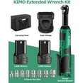 thumbnail image 7 of KIMO Extended Cordless Ratchet Wrench,3/8" 40 ft-lbs 12V Long Reach Electric Ratchet Wrench Kit With 2-Pack 2.0 Ah Batteries,8 Sockets & 60-Min Fast Charge, 7 of 7
