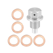 Unique Bargains 1 Set M12x1.5 Oil Drain Plug Magnetic Aluminum Oil Drain Bolt with 5 Washer for Car Silver Tone