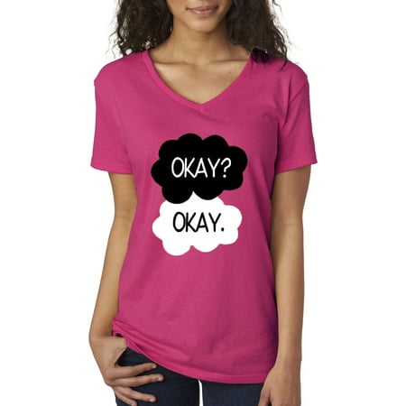 new way 011 women s v neck t shirt okay okay funny meme vine