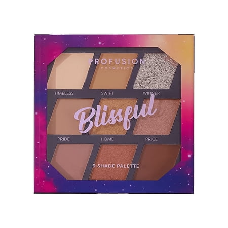 Profusion Cosmetics Euphoric Glam Blissful, Richly Pigmented 9 Shade Eyeshadow Palette