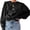 Black, variant on Women Peplum Puff Sleeve Blouse Babydoll Button Down Shirts Fall Casual Doll Collar Tops