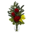 thumbnail image 2 of Nearly Natural Rose and Calla Vase Artificial Flower Arrangement in Pink, 2 of 4