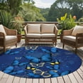 thumbnail image 5 of Blue and Yellow Butterfly Round Area&nbsp;Rug 5ft Plants Floral Art Blue Theme Non-Slip&nbsp;Washable Circle Rugs Soft Felt Indoor Floor Mat for Bedroom Kitchen Living Room Bathroom, 5 of 9