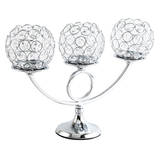 Candebro Candebro Candebro de 3 brazos de cristal Adorno de boda Pta Sunnimix Candelabros de cristal