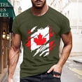thumbnail image 1 of Chandails pour Hommes Canada Drapeau de la Fête du Canada Manches Courtes T-Shirt Feuille d'Érable Hauts Col Rond T-Shirt Homme, 1 of 3