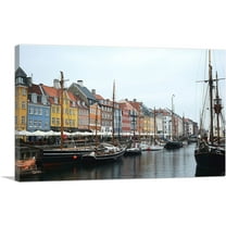 ARTCANVAS Copenhagen Denmark Nyhavn District Docks Canvas Art Print - Size: 60" x 40" (1.50" Deep) (3-Piece)