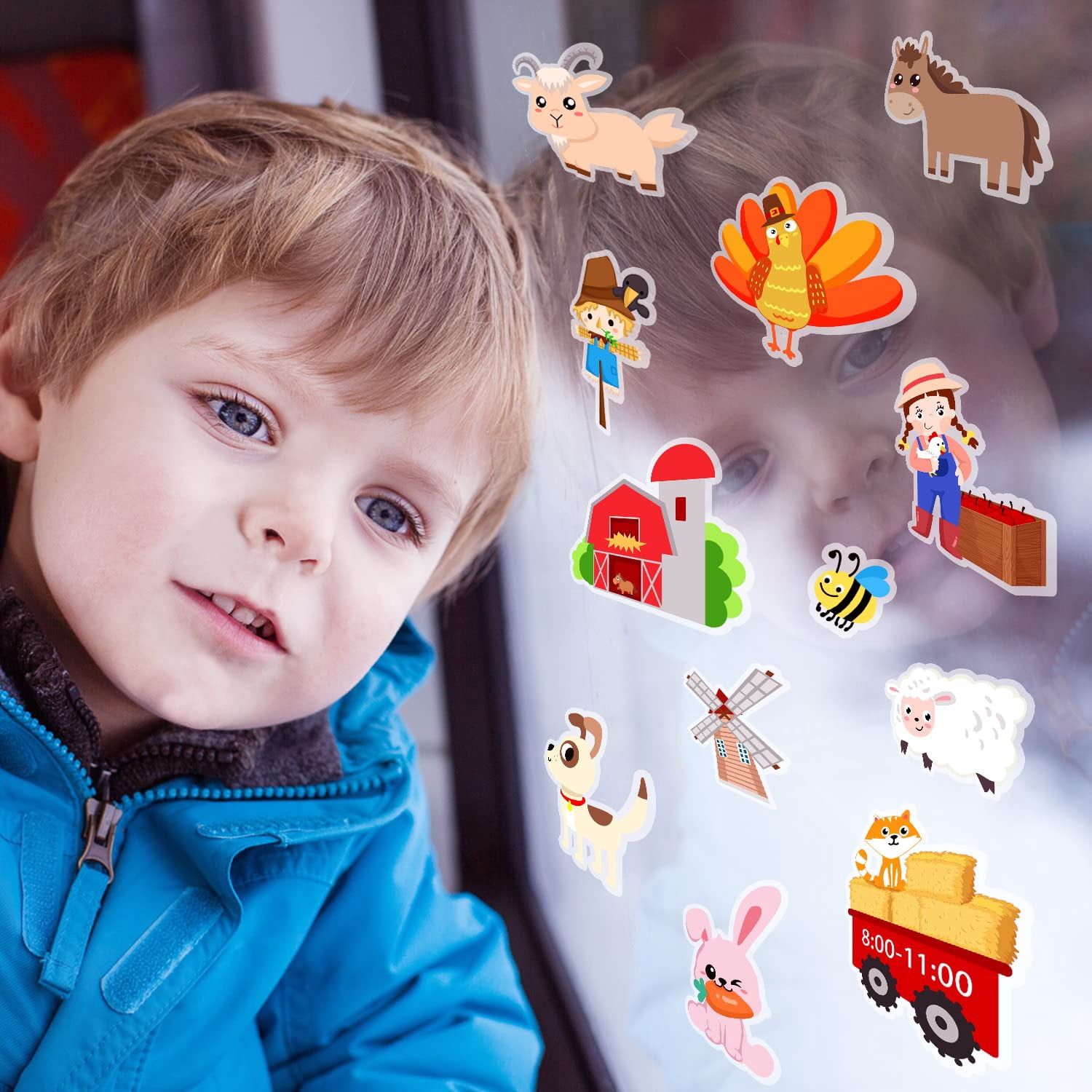 Brand Farm Animal Gel Clings Stickers For  21pcs Reusable Decals Wall Car Window Decorations Classroom Home Party Supplies