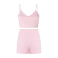 thumbnail image 3 of Douhoow 2Pcs Women Summer Pajamas, V-neck Sleeveless Camisole and Elastic Shorts, 3 of 9