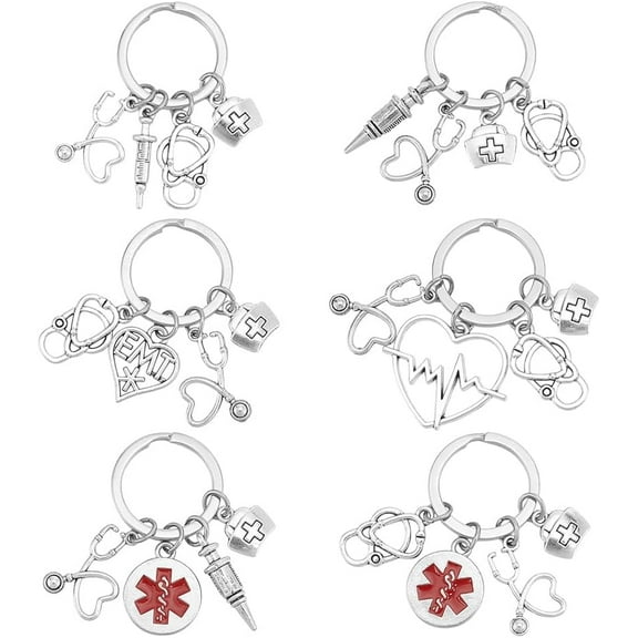 6Pcs EMT Emergency Medical Technician keychain Nurse Gifts Nurse Keychain EMT Emergency Medical Technician EMT Keychain Thank You Gifts