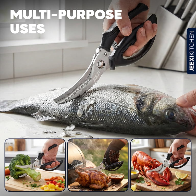 Jeexi Heavy Duty Poultry Shears Spring-Loaded Stainless Steel photo 8