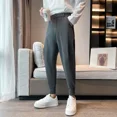 thumbnail image 5 of Pantalones de verano para hombre de talla grande 9, pantalones de traje para hombre recortados, pantalones negros antiarrugas, ropa de trabajo vintage, tela de lujo 2024, 5 of 5