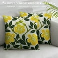 thumbnail image 3 of JEUXUS  Flower Farmhouse Decorative Throw Pillow Cover, Cottage Floral Green Leaves Pattern, Canvas Cushion Case for Sofa Couch Bed Living Room(Yellow Flowers), 3 of 5