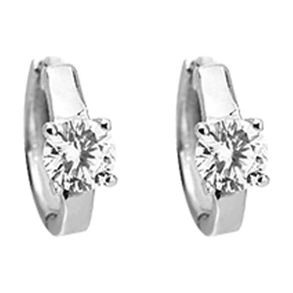 Sterling Silver Solitaire and Hoop Earring with Crystals
