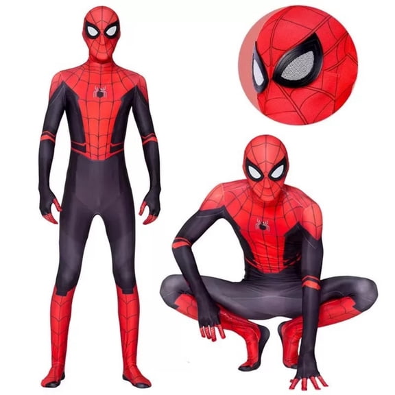 Halloween Red Blue Spider Hero Zentai Suit, Full Body Spandex Jumpsuit Costume with Mask for Halloween Party & Role Play