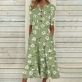 thumbnail image 2 of SZJXBUY Womens Short Sleeve Summer Boho Floral Maxi Dress Elegant Trendy Dressy Casual Loose Beach Vacation Dresses with Pockets 2025 Green,XL, 2 of 5