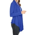 thumbnail image 2 of Women's Long Sleeve Draped Neck Open Front Waist Length Solid Cardigan, 2 of 4