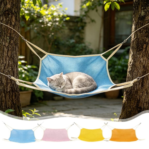 Cat Hammock for Crate with Cooling Gel Suspended Lounger, Washable Portable Swing & Breathable Design, Suitable for Indoor Outdoor Small Pets, 23.6x19.7in by MPOISVA