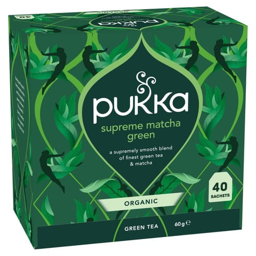 Pukka Organic Supreme Matcha Green Herbal Tea Bags 40's, British Import (Pack of 2)