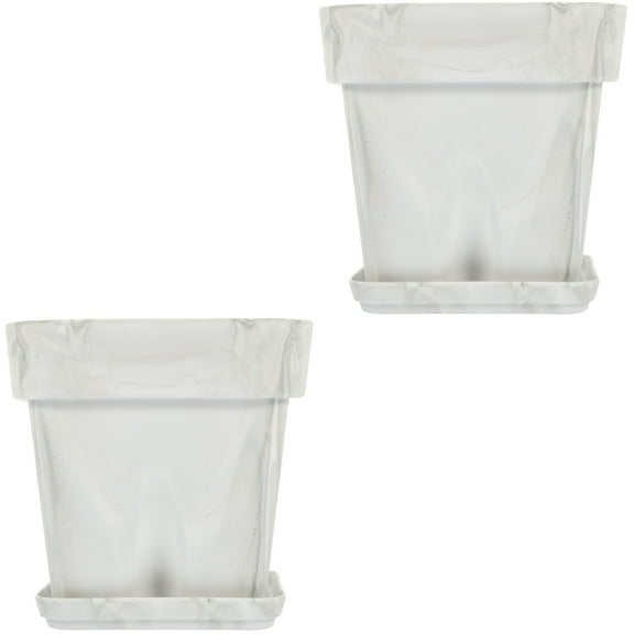 WORGEOUS 4 Sets  of Marbling Flower Planting Pot Nursery Planter Pot Household Flower Pots Plant Pots