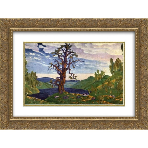 Nicholas Roerich 2x Matted 24x20 Gold Ornate Framed Art Print 'Kiss the Earth'