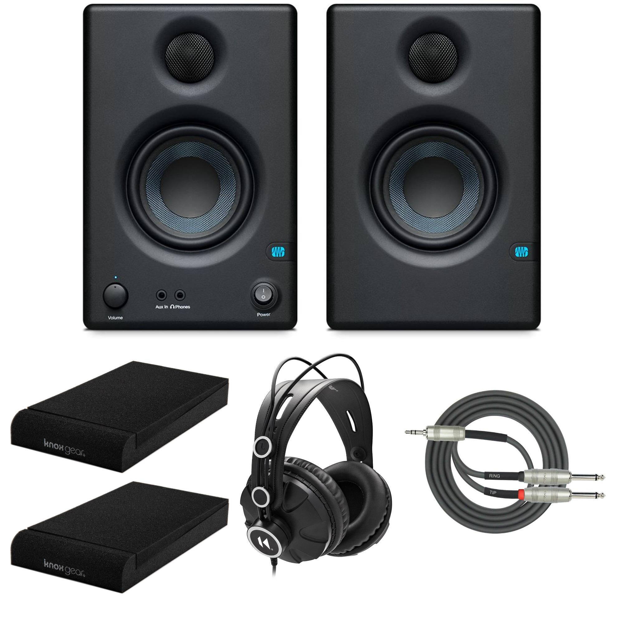 PreSonus Eris E3.5 BT-3.5-Inch Near Field Studio Monitors with Bluetooth 50W Power Class AB Amplification with EMB RCA Cable and Gravity Magnet Phone Holder Bundle 25 W/Side