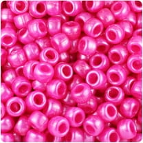 BeadTin Hot Pink Pearl 9mm Barrel Pony Beads (500pc)